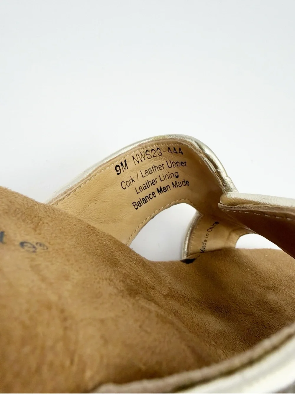 David Tate Moderno Slip On Wedge Sandals Cork Platinum Nappa Size 9